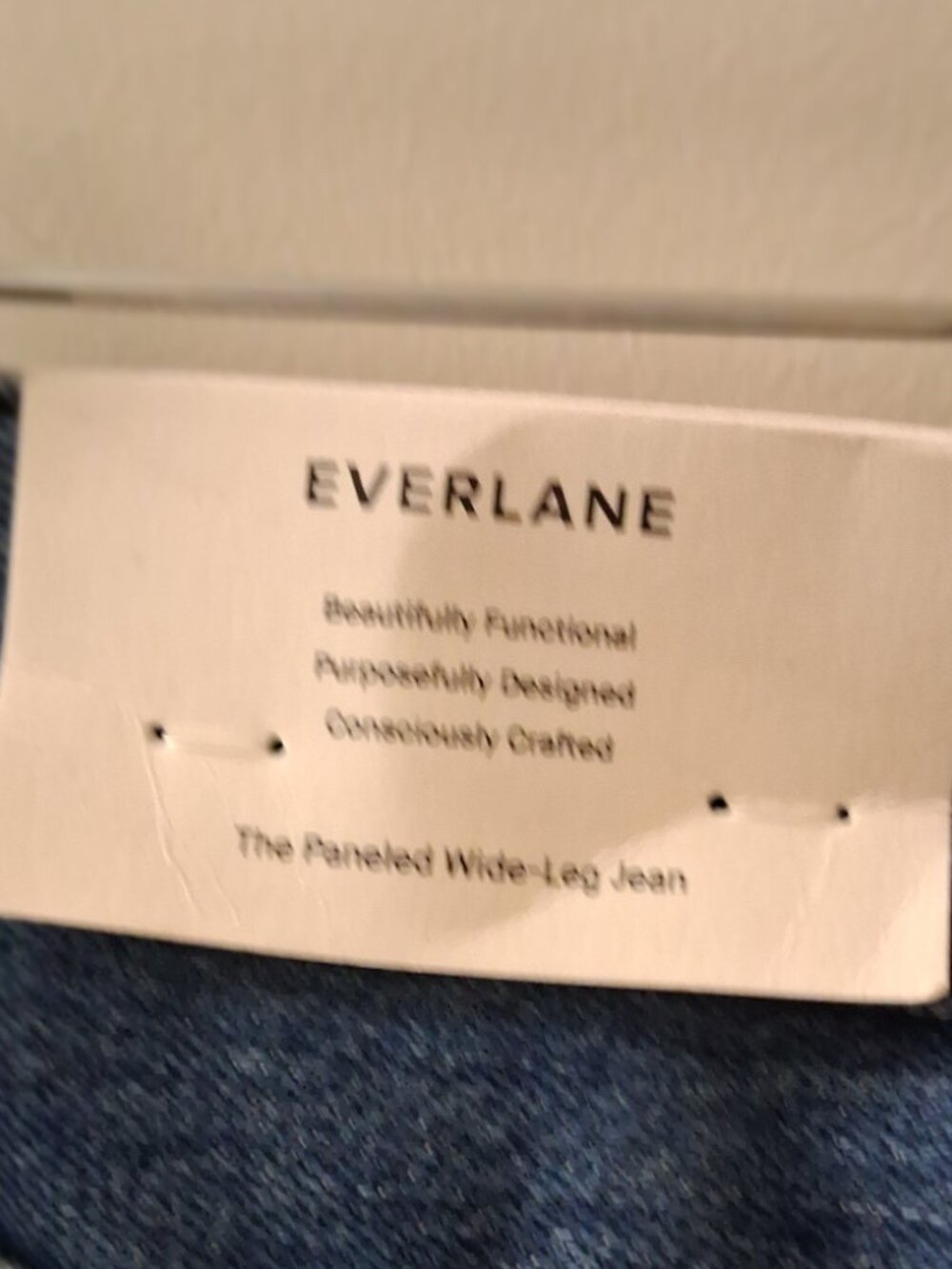 Everlane Paneled Ultra Wide Leg Jeans Indigo Blue High Rise SZ 32R - Picture 6 of 10